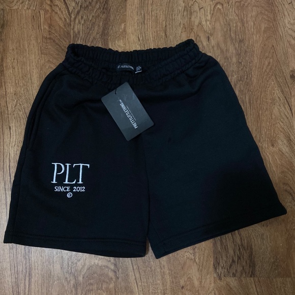 Black PLT (Pretty Little Thing Sweat Shorts) Size 1 UK Size 4 - Picture 1 of 3
